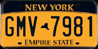 NY license plate GMV7981