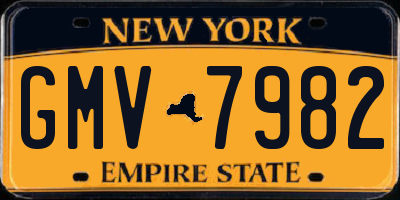 NY license plate GMV7982