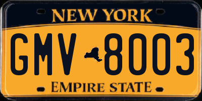 NY license plate GMV8003