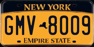 NY license plate GMV8009