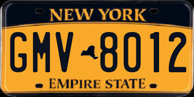 NY license plate GMV8012