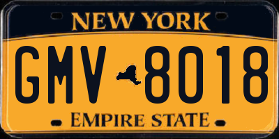 NY license plate GMV8018