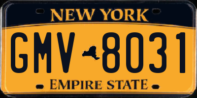 NY license plate GMV8031