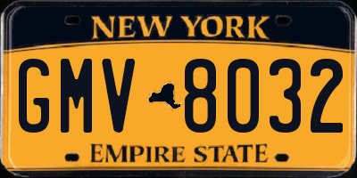 NY license plate GMV8032