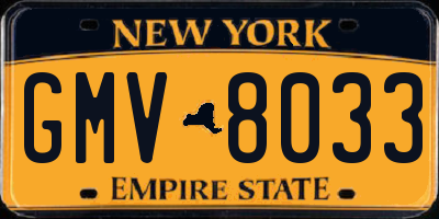 NY license plate GMV8033