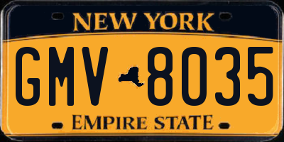 NY license plate GMV8035