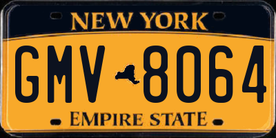 NY license plate GMV8064