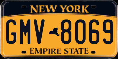 NY license plate GMV8069