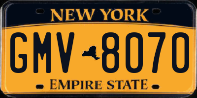 NY license plate GMV8070