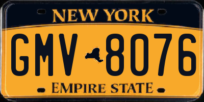 NY license plate GMV8076