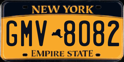 NY license plate GMV8082