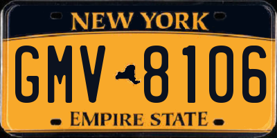 NY license plate GMV8106