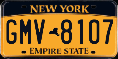NY license plate GMV8107