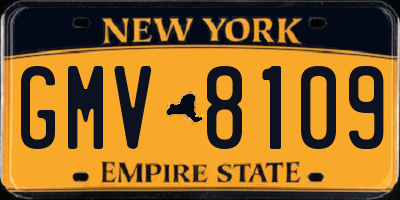 NY license plate GMV8109