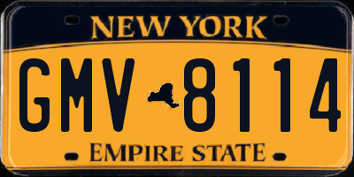 NY license plate GMV8114