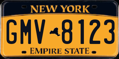 NY license plate GMV8123