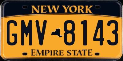 NY license plate GMV8143