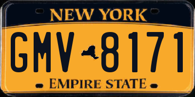 NY license plate GMV8171