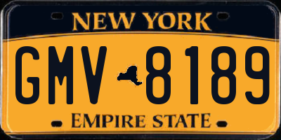 NY license plate GMV8189