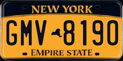 NY license plate GMV8190