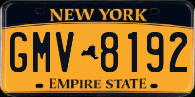 NY license plate GMV8192