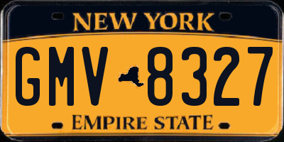 NY license plate GMV8327