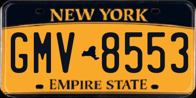 NY license plate GMV8553