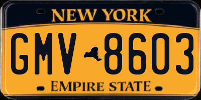 NY license plate GMV8603