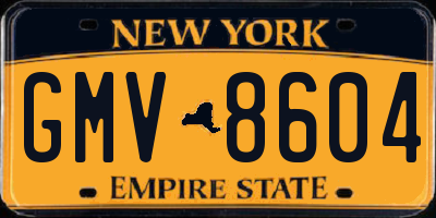 NY license plate GMV8604
