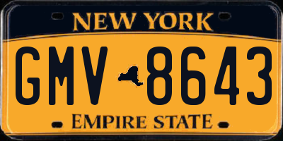 NY license plate GMV8643