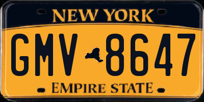 NY license plate GMV8647