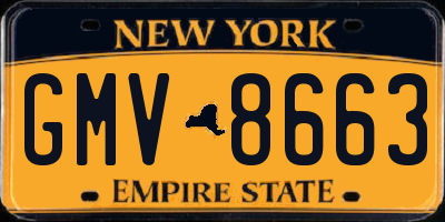 NY license plate GMV8663