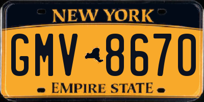 NY license plate GMV8670