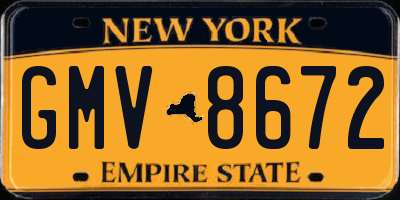 NY license plate GMV8672