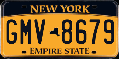 NY license plate GMV8679