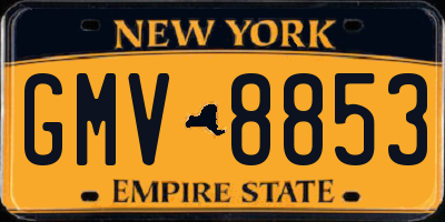 NY license plate GMV8853