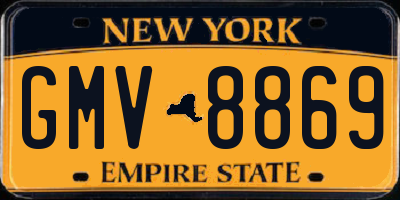 NY license plate GMV8869