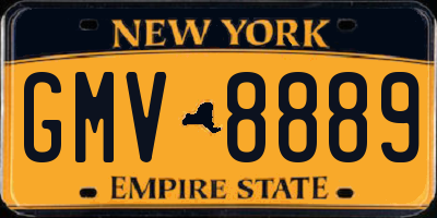 NY license plate GMV8889