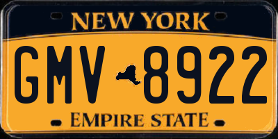 NY license plate GMV8922