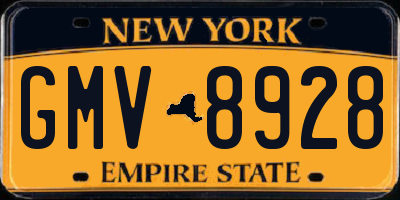 NY license plate GMV8928
