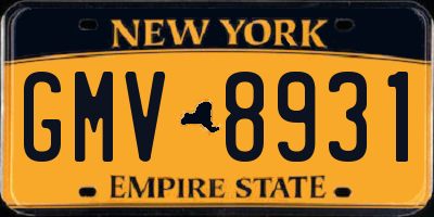 NY license plate GMV8931