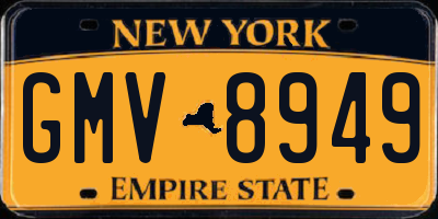 NY license plate GMV8949