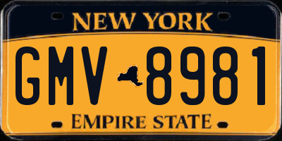NY license plate GMV8981