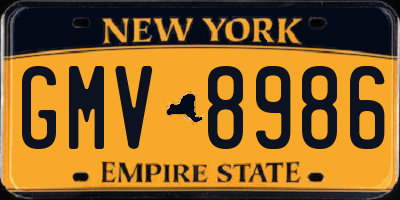NY license plate GMV8986
