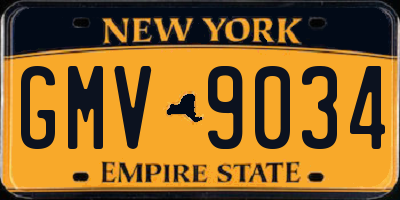 NY license plate GMV9034