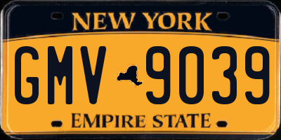 NY license plate GMV9039