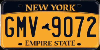 NY license plate GMV9072
