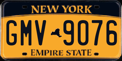 NY license plate GMV9076