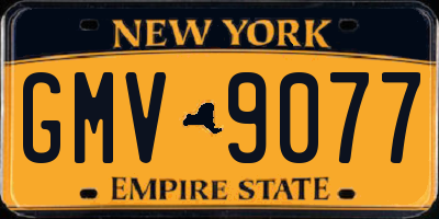 NY license plate GMV9077