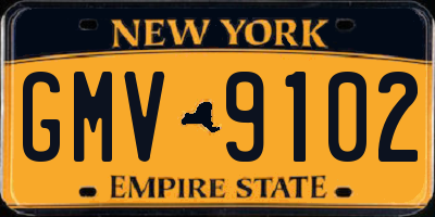 NY license plate GMV9102